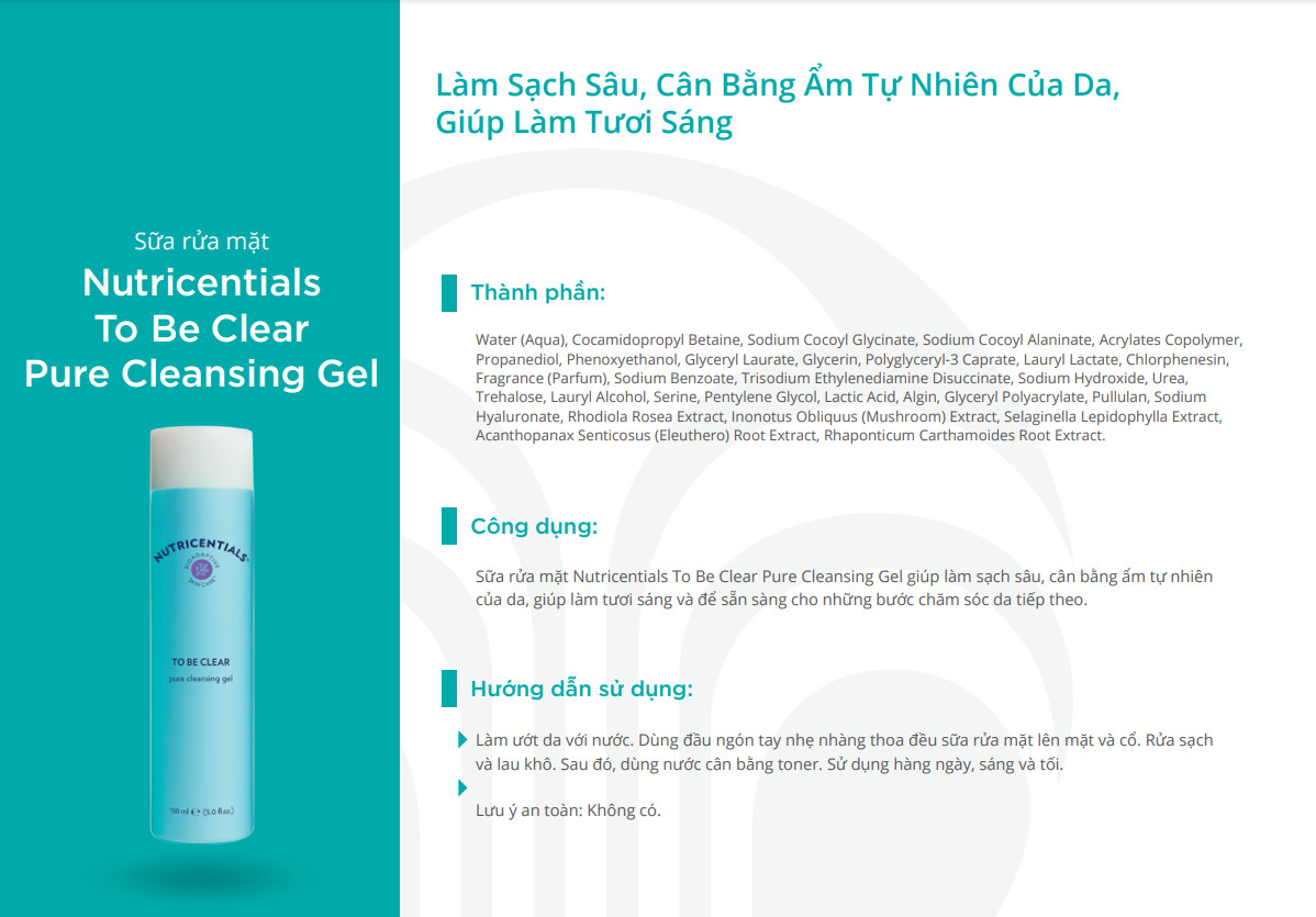 Sữa Rửa Mặt Nuskin Tu Be Clear Da Dầu & Hỗn Hợp