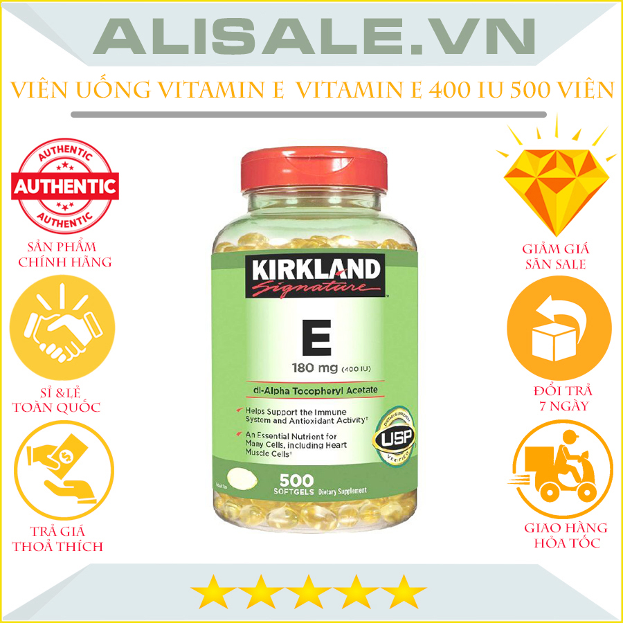 Viên Uống Vitamin E Kirkland Signature Vitamin E 400 IU 500 Viên